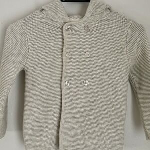 the Little White Company Bear Sweater 3-4yrs Cardigan 100%‎ Cotton Oatmeal Soft